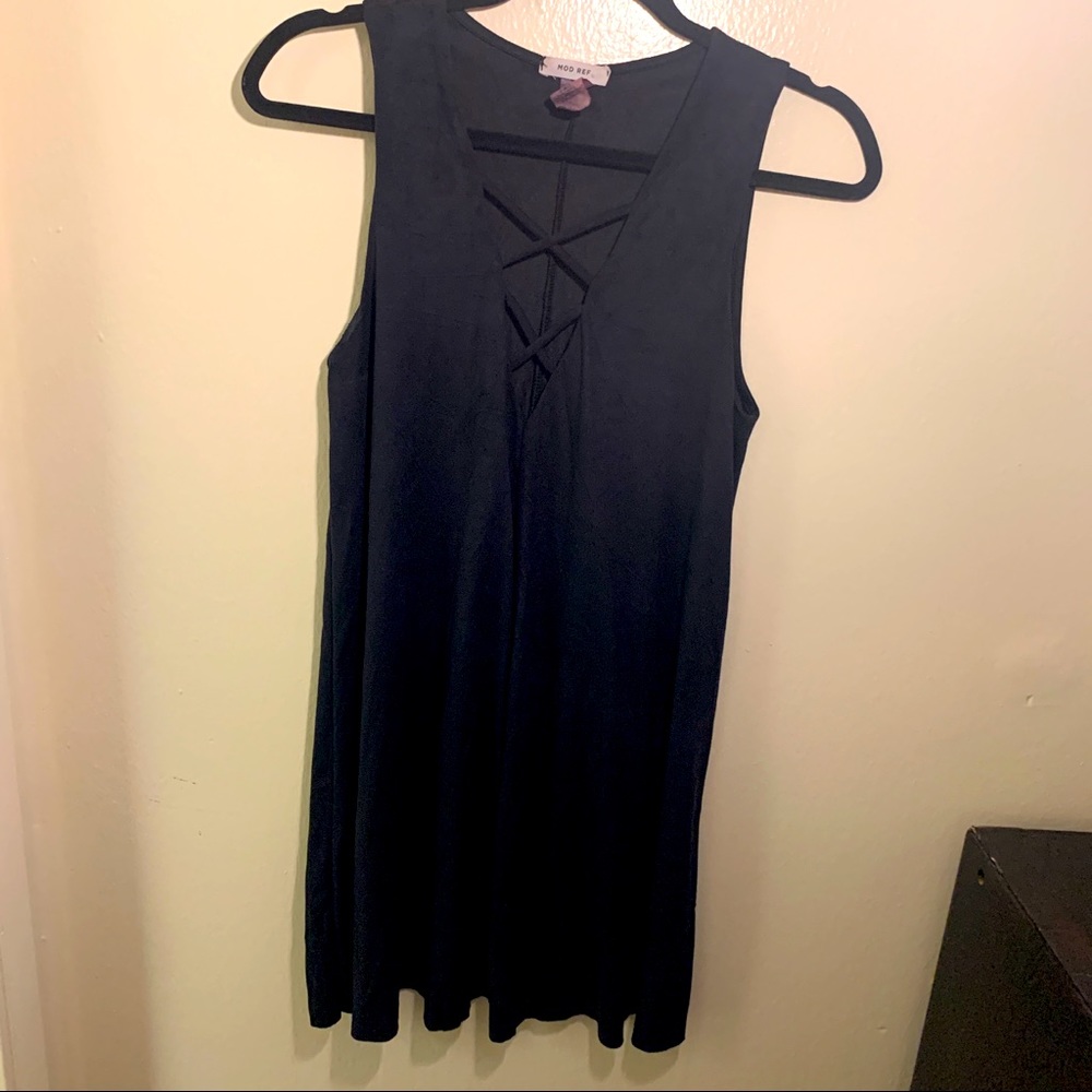 Black suede shift dress
